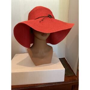Lands End. Orange Straw Floppy Hat - L/XL